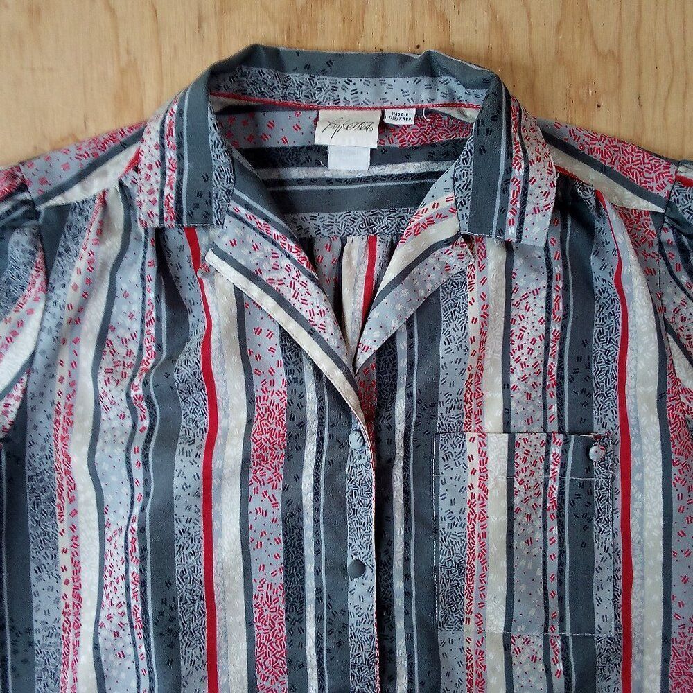 Vintage Pykettes Speckled Stripes Polyester Disco Shirt